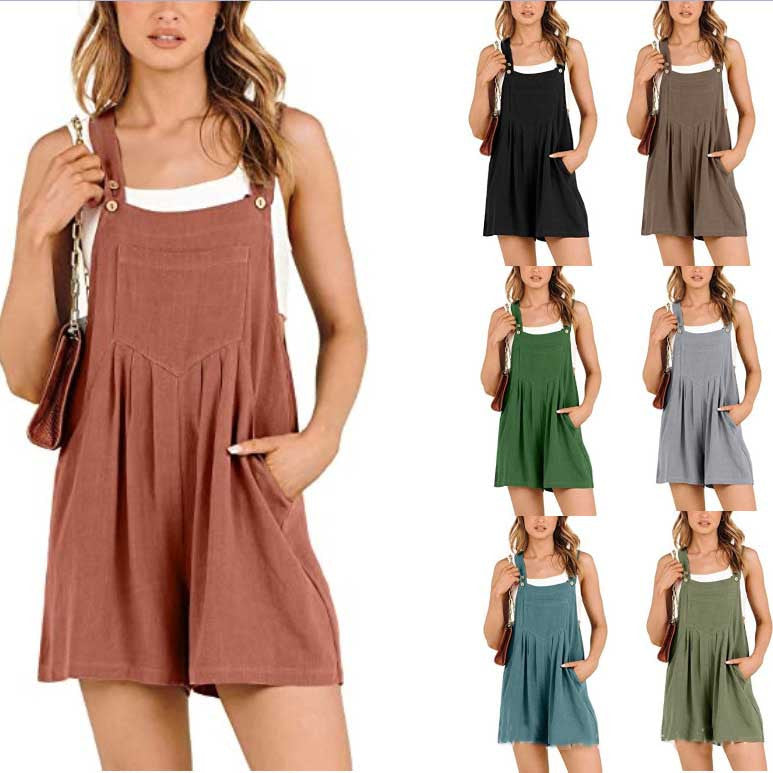 Casual Adjustable Strap Loose Bib Rompers