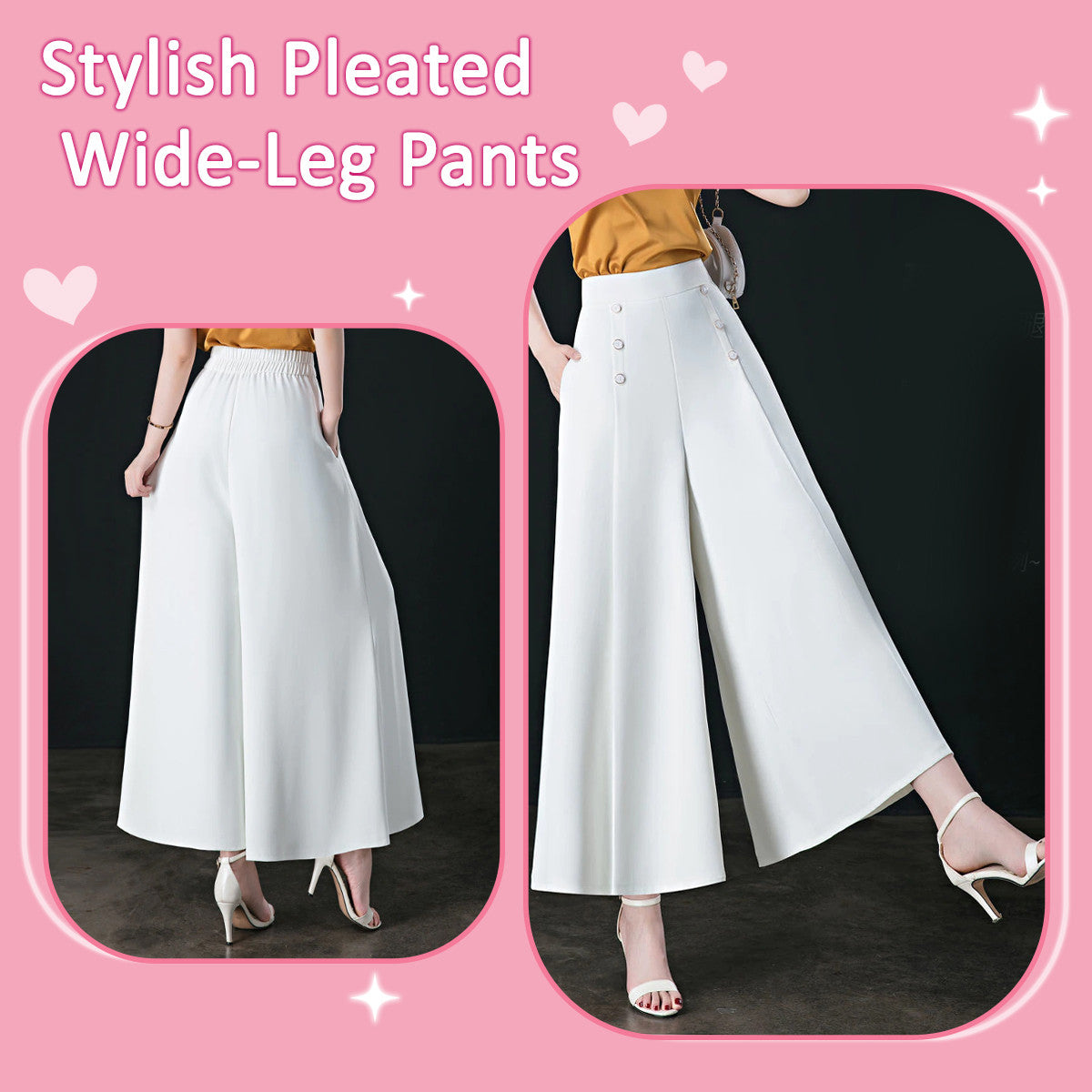Stylish Pleated Wide-leg Pants
