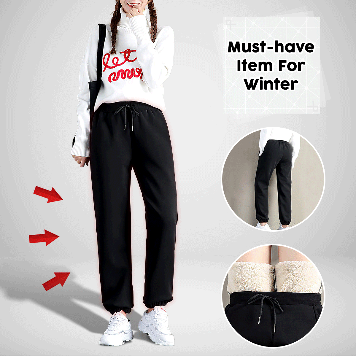 Winter Women Gym Sweatpants Workout Fleece Trousers