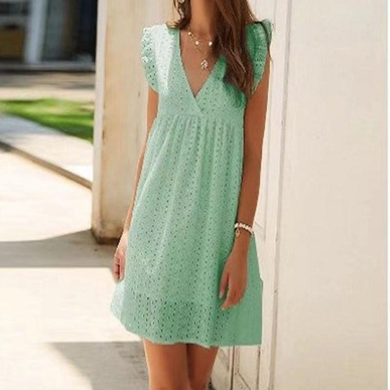 Women Mini Flowy Lace Summer Dress