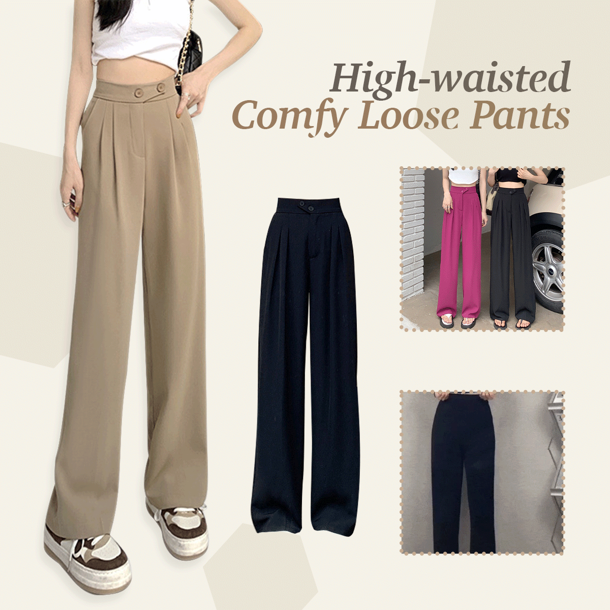 Woman's Casual Full-Length High-waisted Loose Pants