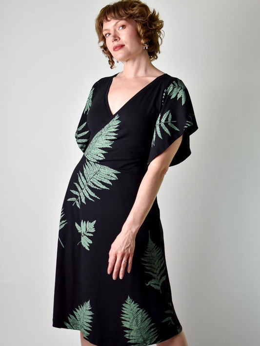 Flutter Dress - Ferns on Black