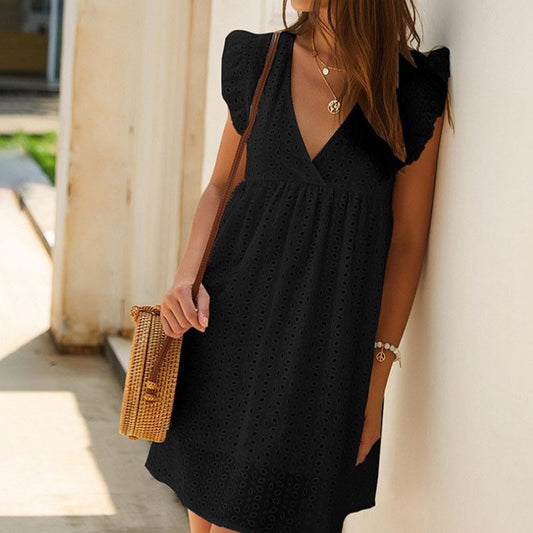 Women Mini Flowy Lace Summer Dress